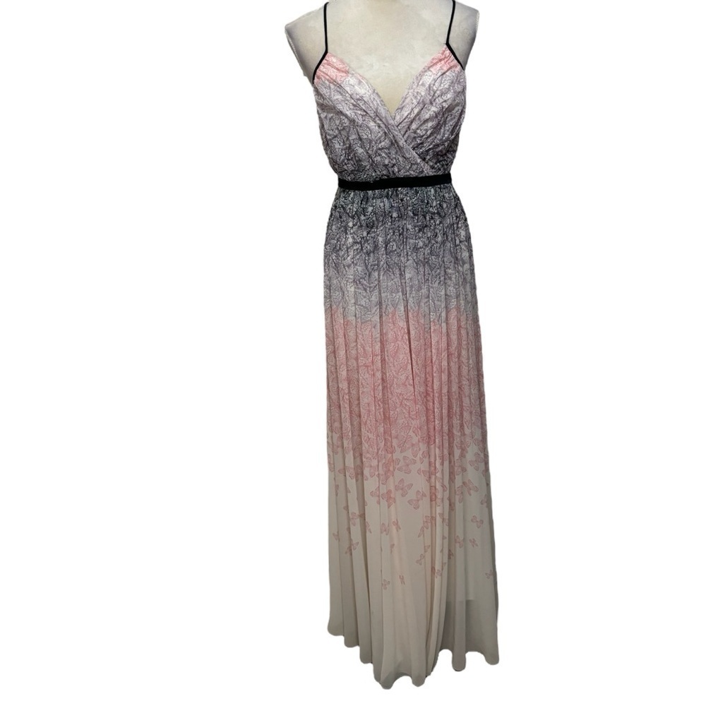 Badgley Mischka Twirling Butterfly Ombré Formal Maxi Dress Fairycore Whimsical 0